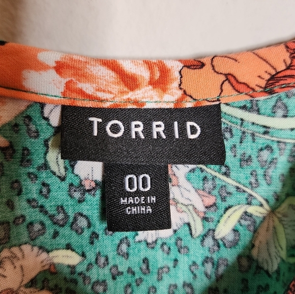 Torrid trapeze midi dress challis green floral - Picture 6 of 15
